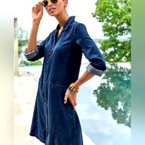 Eileen Fisher Denim Shirtdress, M, organic cotton & tencel. Like new!!